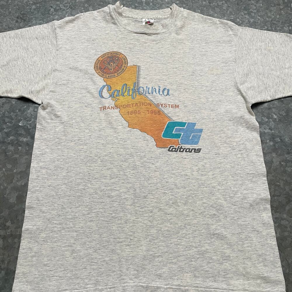 Vintage Caltrans 100 Year Anniversary Shirt Large Single Stitch 1885 1995 90s